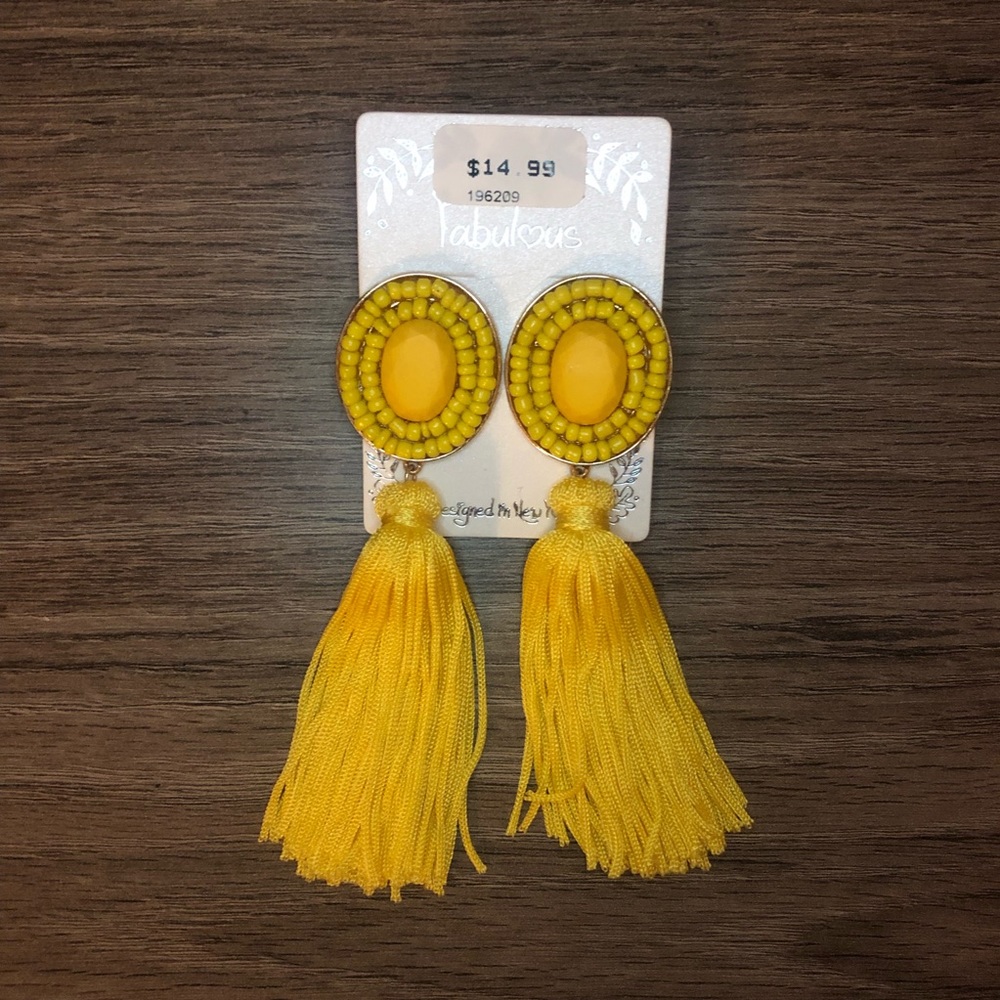 Yellow Tassels Earrings